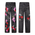 Chrome-Hearts Multi Cross Patch Denim Jeans - Grey Gothic Street Pants 1111