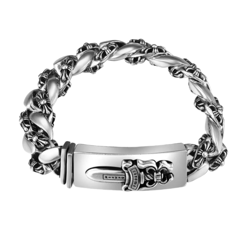 Chrome-Hearts DAGGER ID FANCY LINK CLIP BRACELET -9