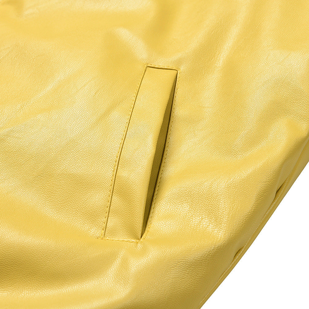 Sp5der Leather Logo Bomber Jacket