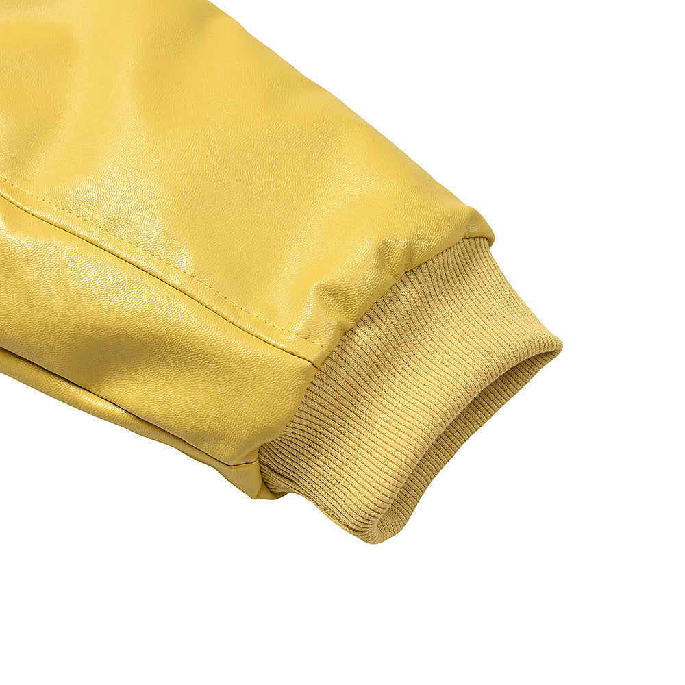 Sp5der Leather Logo Bomber Jacket