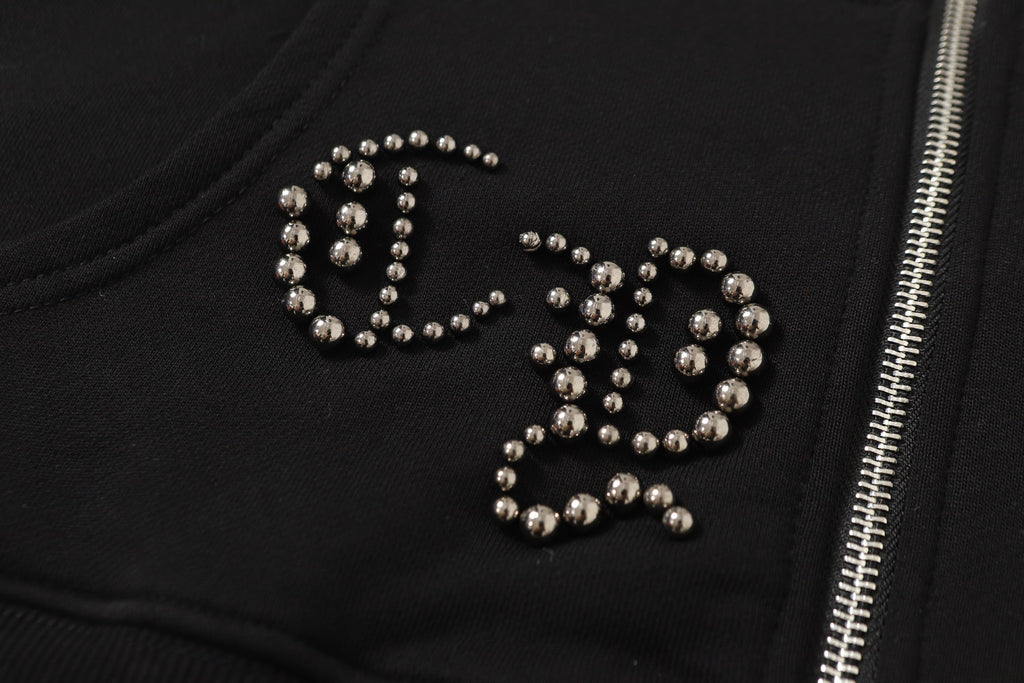 Chrome-Hearts Rhinestone Cross Hoodie - Black Gothic Streetwear Sweatshirt 2633