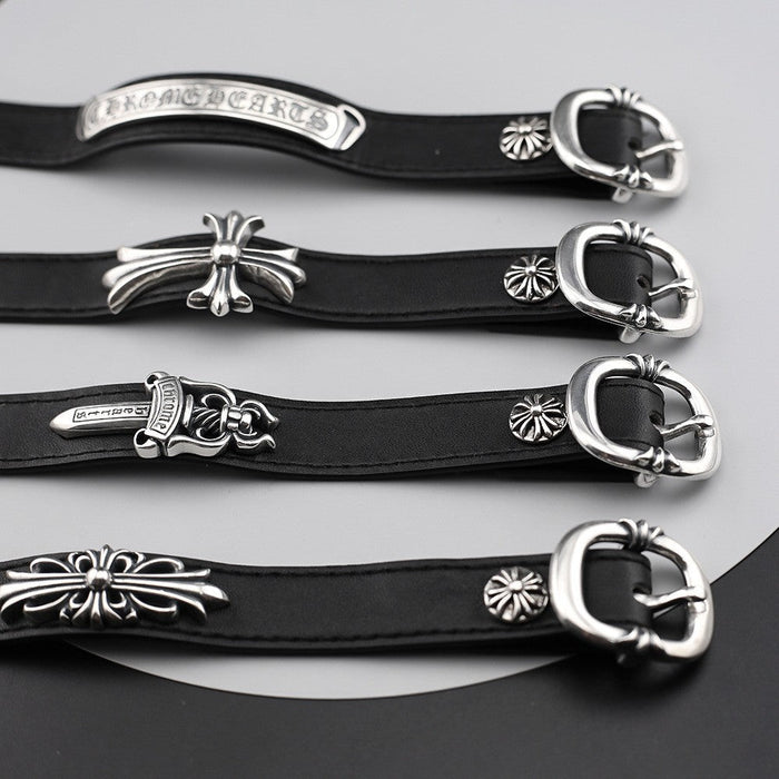 Chrome Hearts Cuff Plate Gunslinger Leather Bracelet For Men