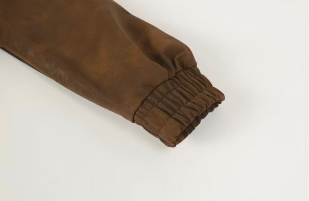 Chrome-Hearts Cross Patch Suede Jacket - Brown Gothic Streetwear Outerwear 8833