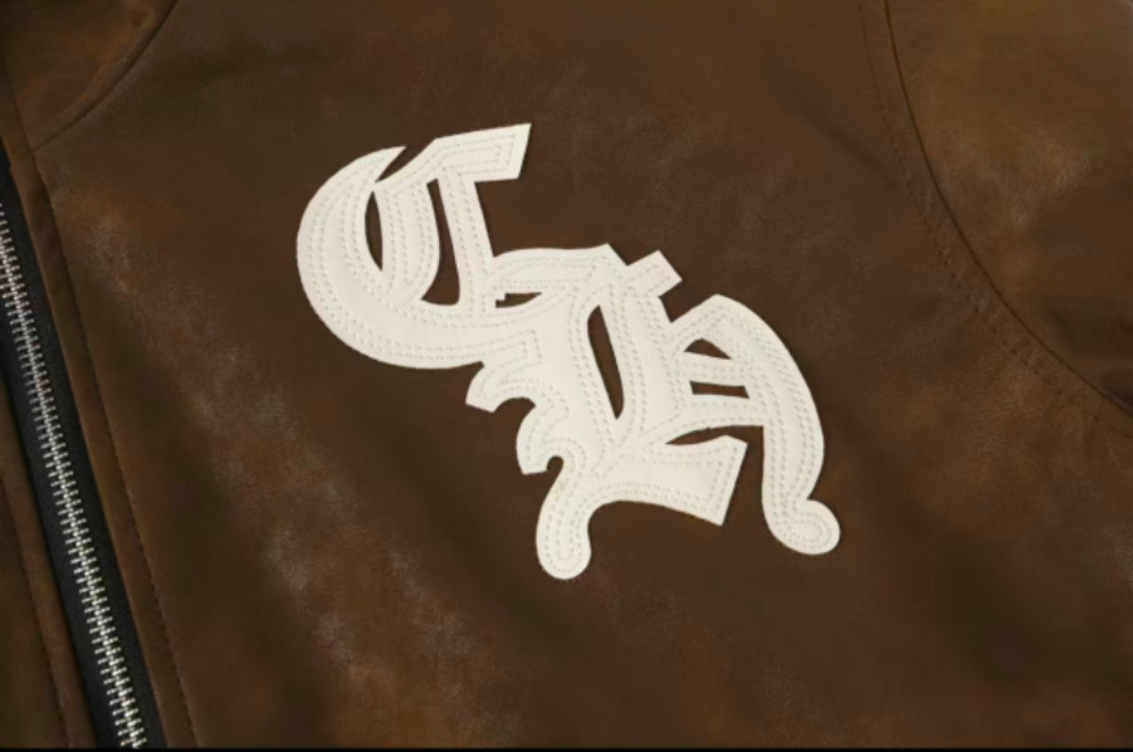 Chrome-Hearts Cross Patch Suede Jacket - Brown Gothic Streetwear Outerwear 8833