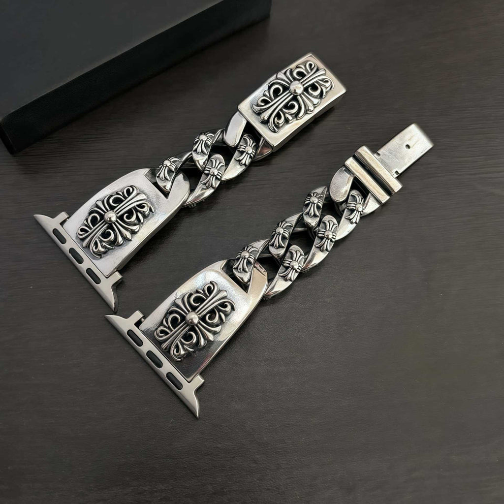 Chrome Hearts cross flower Green Submariner Apple watch strap