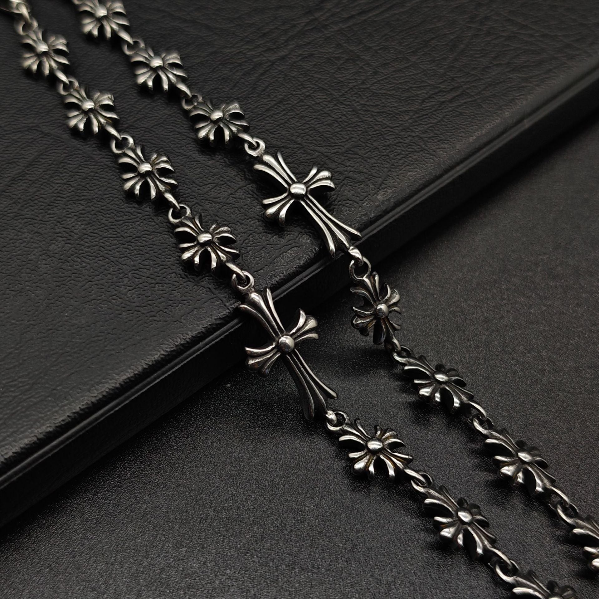 Chrome Hearts Sterling Silver Tiny E CH Plus Corss bracelet