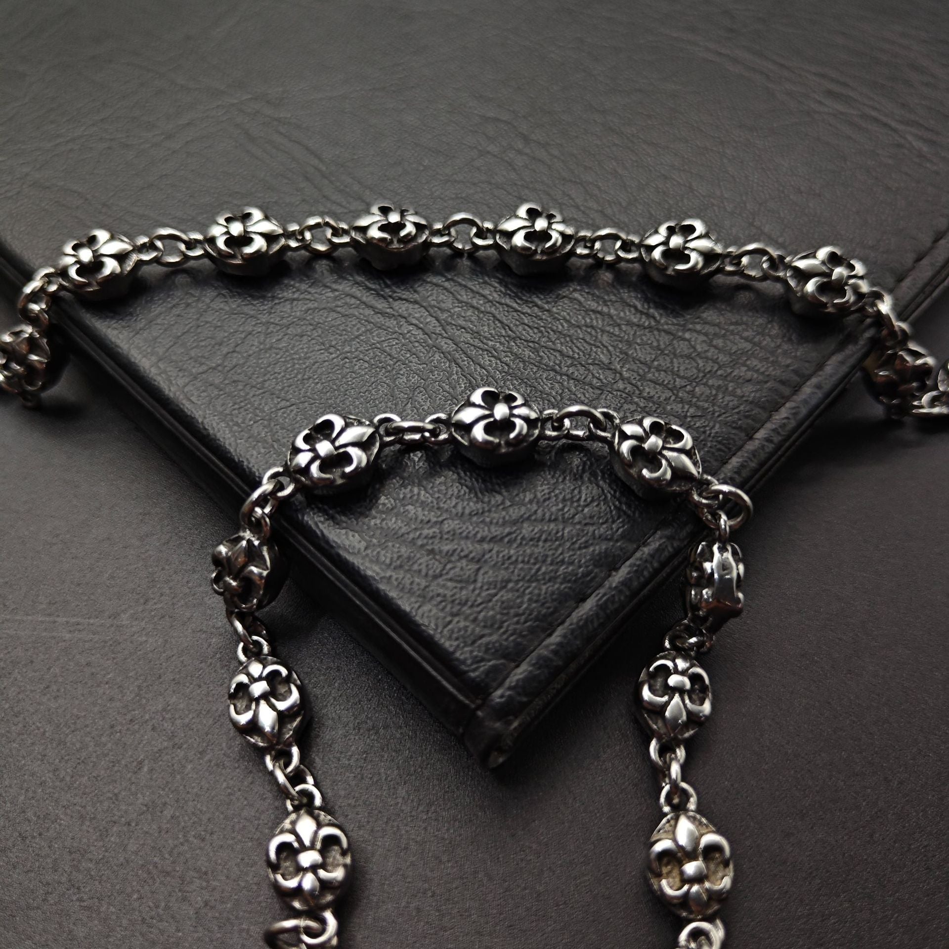 Chrome Hearts anchor flower ball Silver Sterling 925 bracelet