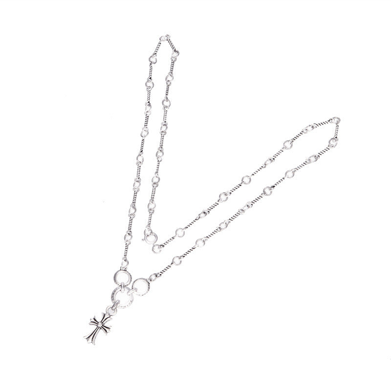 Chrome Hearts cross three-ring bamboo necklace