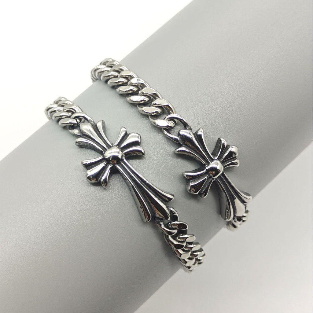 Chrome Hearts curved cross Cuban bracelet