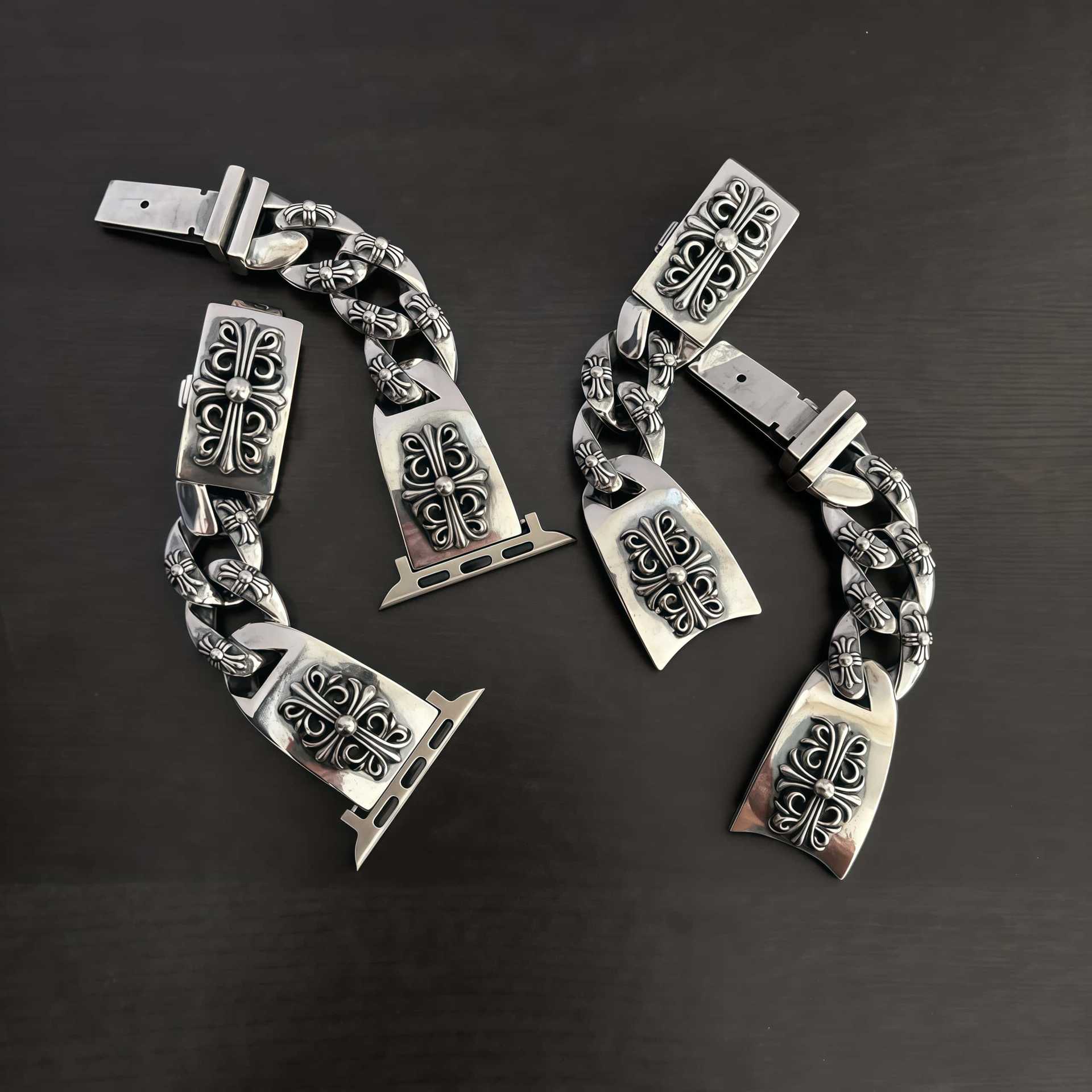 Chrome Hearts cross flower Green Submariner Apple watch strap