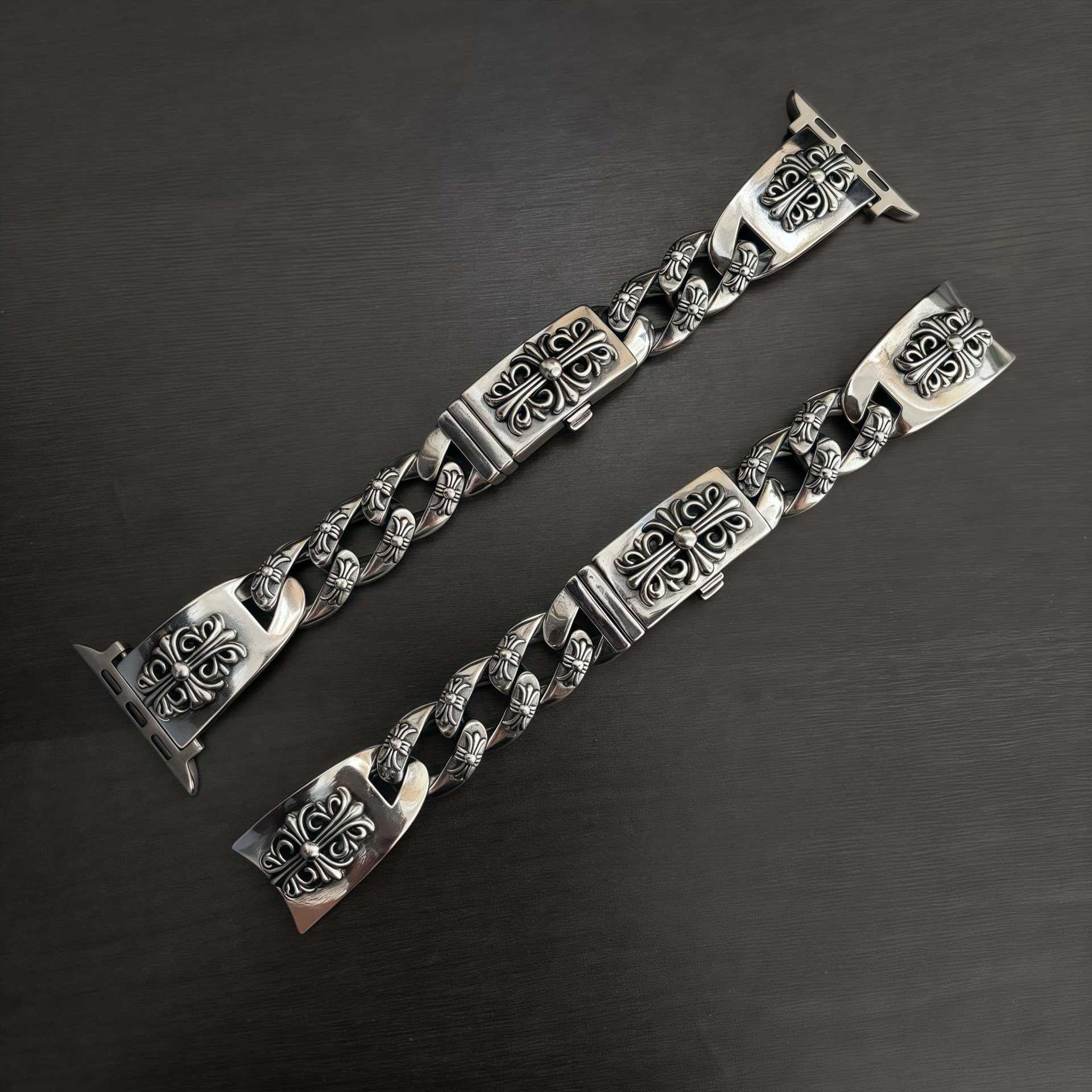 Chrome Hearts cross flower Green Submariner Apple watch strap