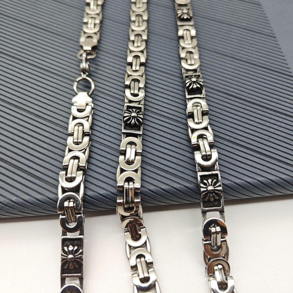 Chrome Hearts stainless steel flat link chain scout flower bracelet