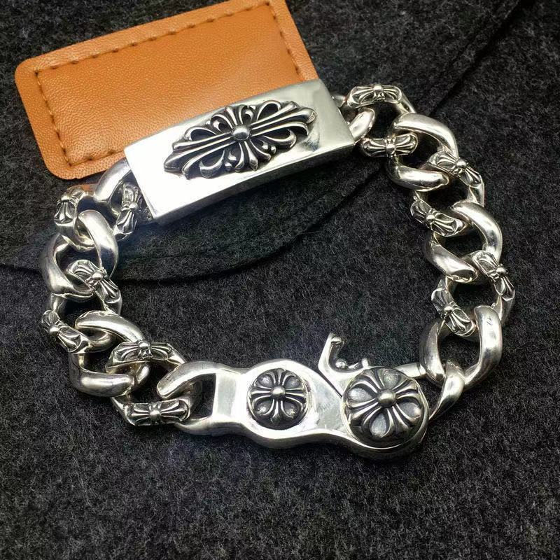 Chrome Hearts 925 Sterling silver Thick Domineering Cross Bracelet