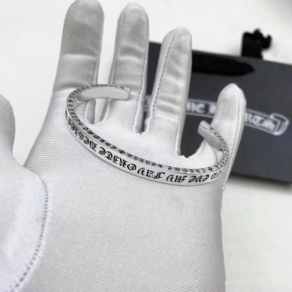 Chrome Hearts retro classic cross flower Scroll Label open bracelet