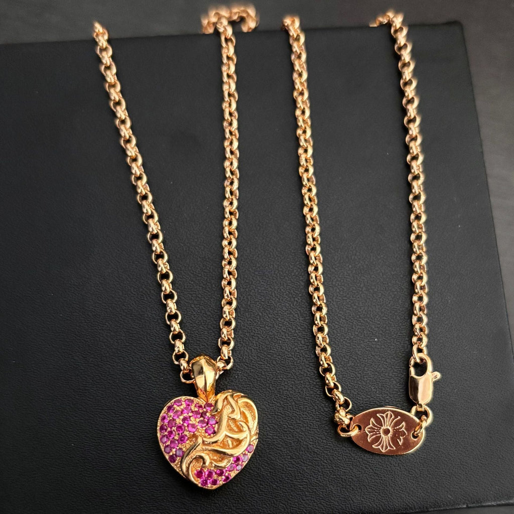 Chrome Hearts diamond-studded versatile heart pendant