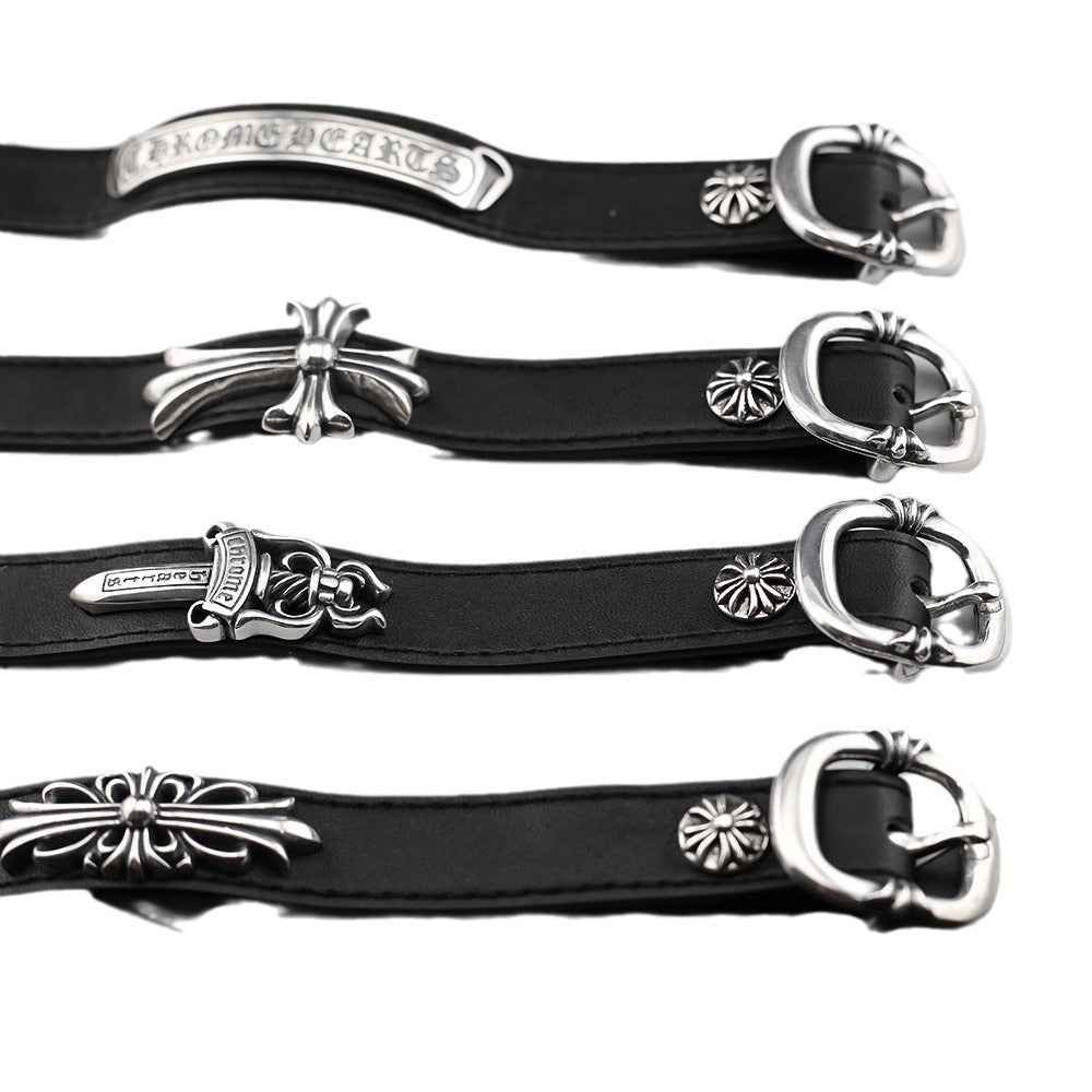 Chrome Hearts Cuff Plate Gunslinger Leather Bracelet For Men